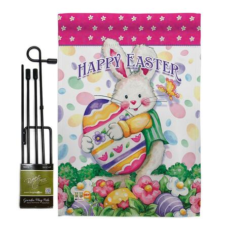 GARDENCONTROL 13 x 18.5 in. Easter Treats Spring Vertical Double Sided Garden Flag Set with Banner Pole GA4122870